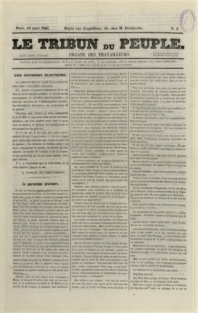 Miniatura de Le Tribun du Peuple del 19 de marzo de 1848, nº 2