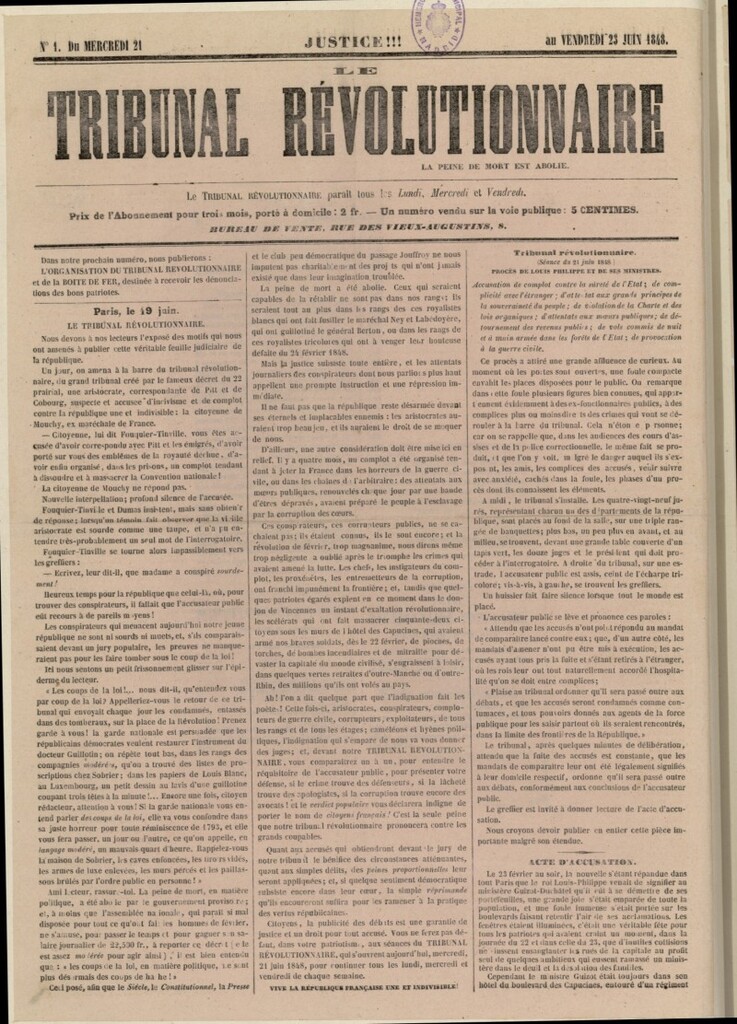 Miniatura de Le Tribunal Révolutionnaire del 21 al 23 de abril de 1848, nº 1