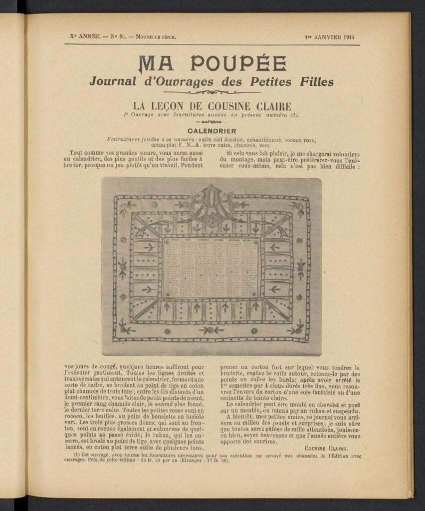 Miniatura de Ma Poupée: journal des ouvrages des petites filles del 1 de enero de 1914, nº 85