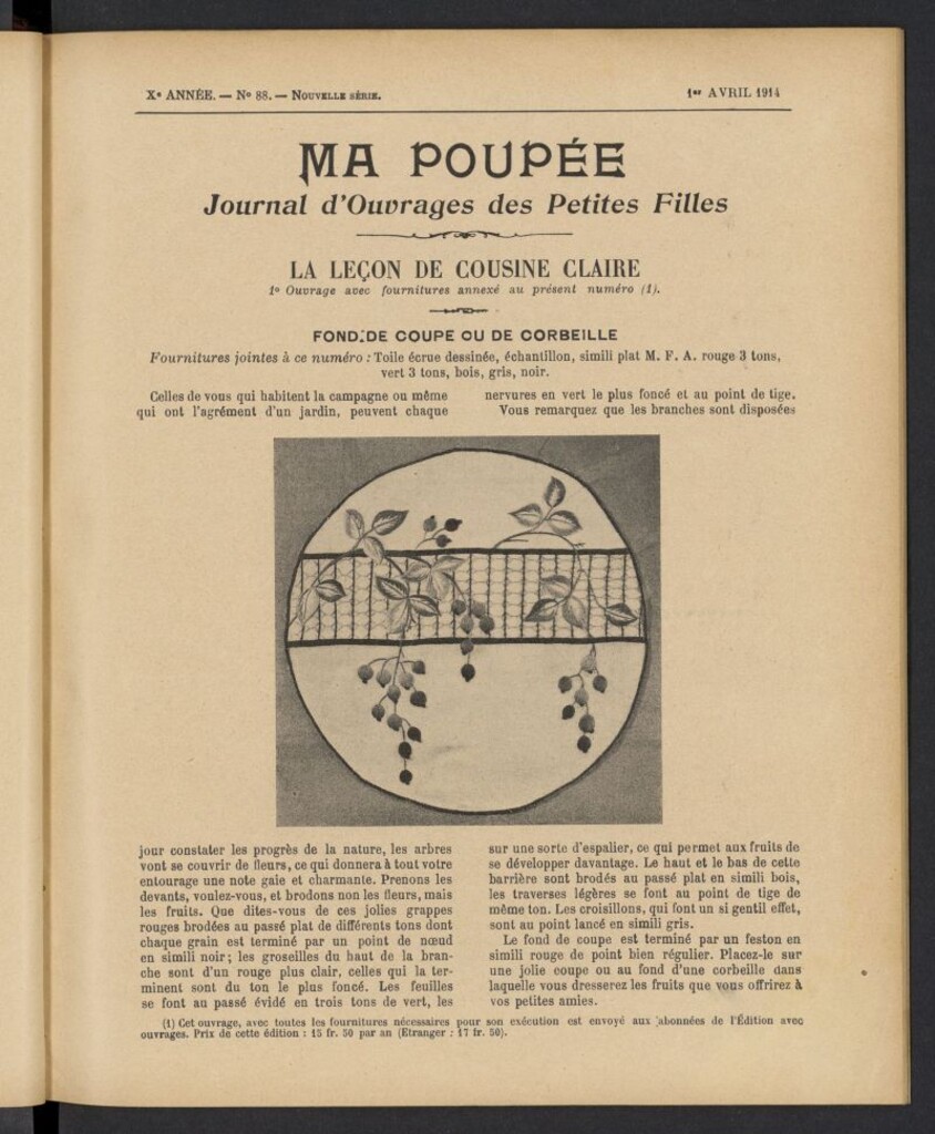 Miniatura de Ma Poupée: journal des ouvrages des petites filles del 1 de abril de 1914, nº 88