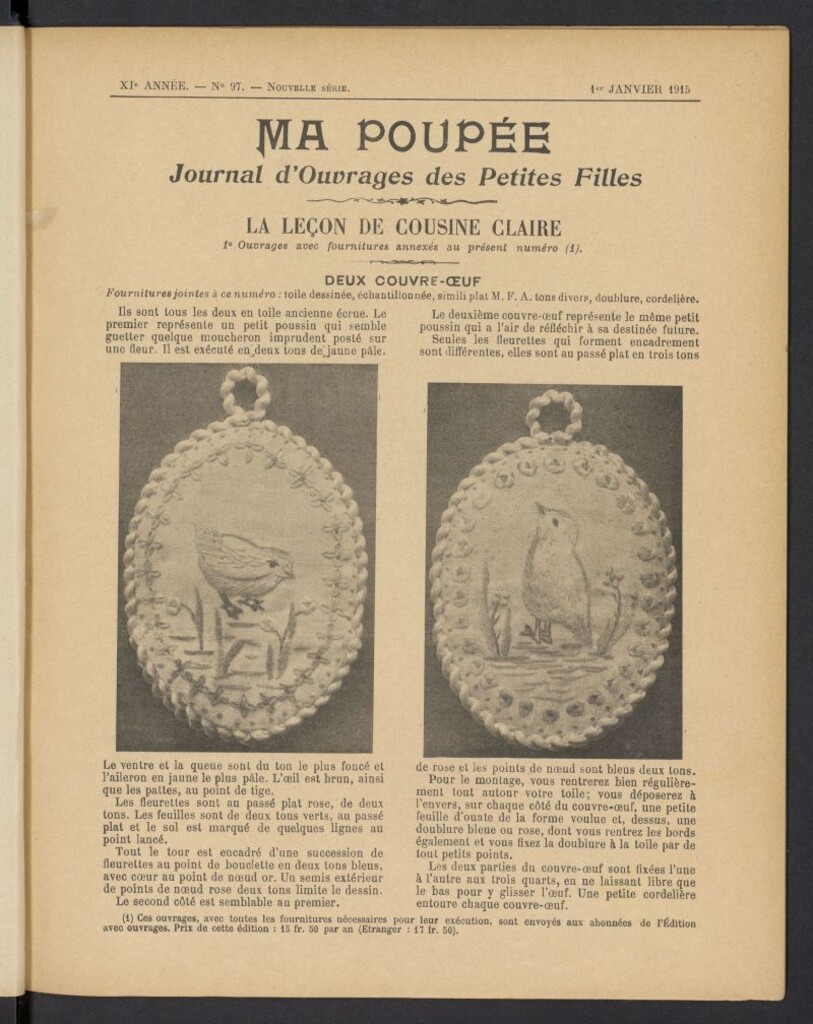 Miniatura de Ma Poupée: journal des ouvrages des petites filles de 1 de enero de 1915, nº 97