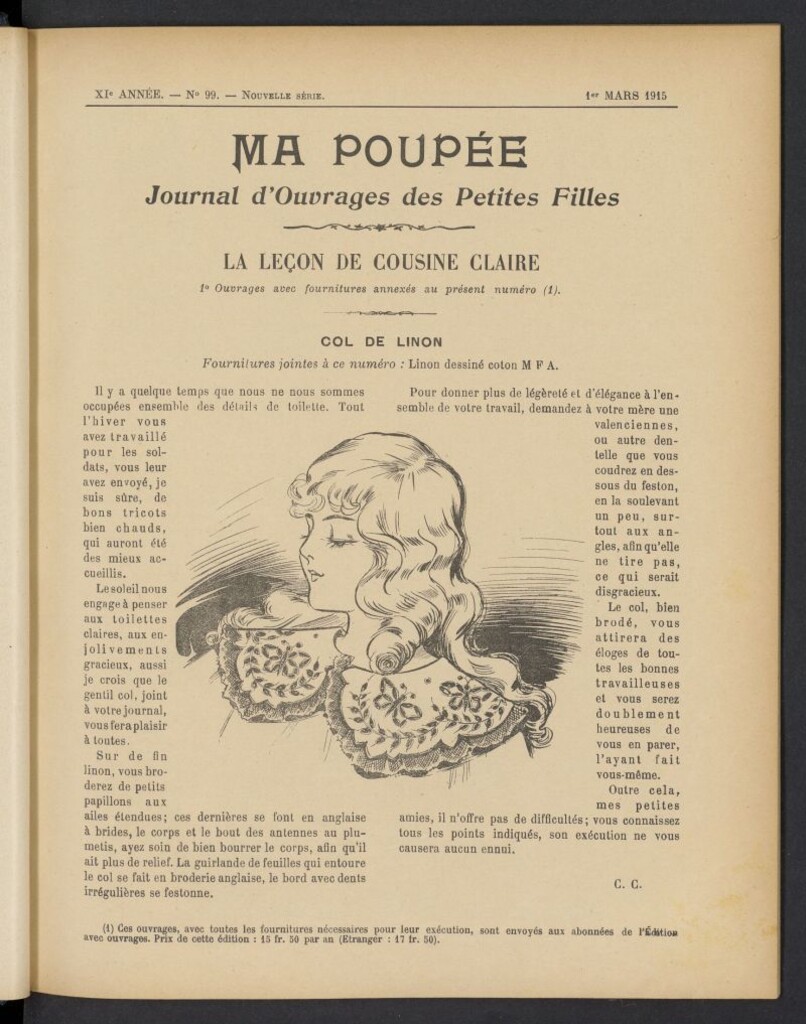 Miniatura de Ma Poupée: journal des ouvrages des petites filles del 1 marzo de 1915, nº 99