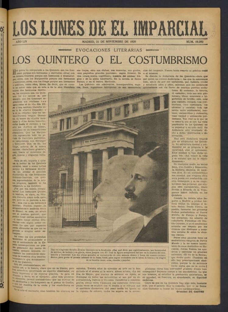 Miniatura de Los Lunes del Imparcial del 21 de noviembre de 1920, nº 19.282