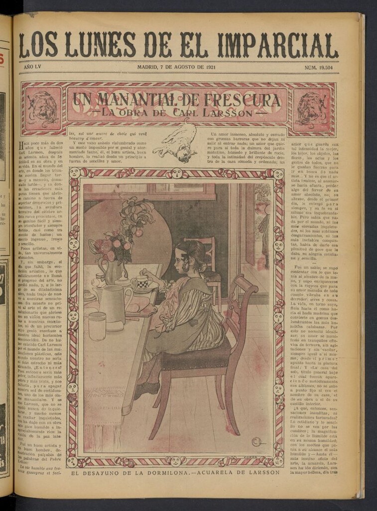 Miniatura de Los Lunes del Imparcial del 7 de agosto de 1921, nº 19.504