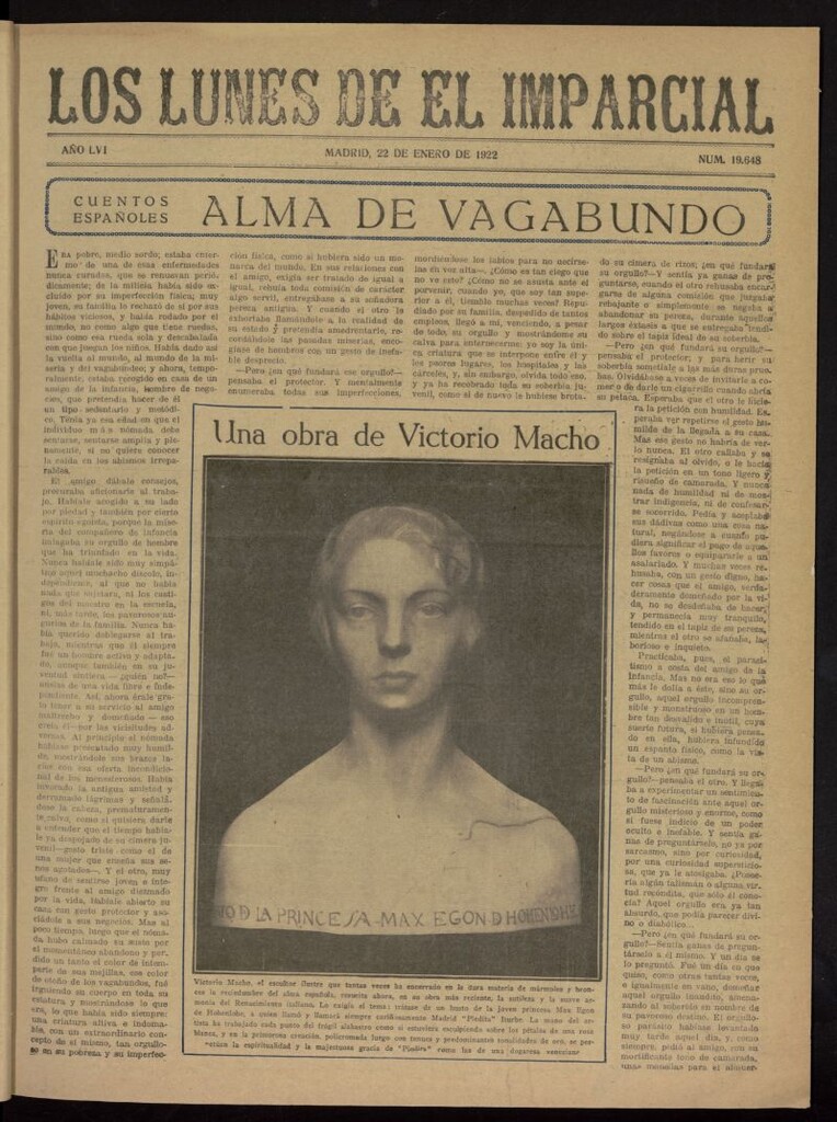 Miniatura de Los Lunes del Imparcial del 22 de enero de 1922, nº 19.648
