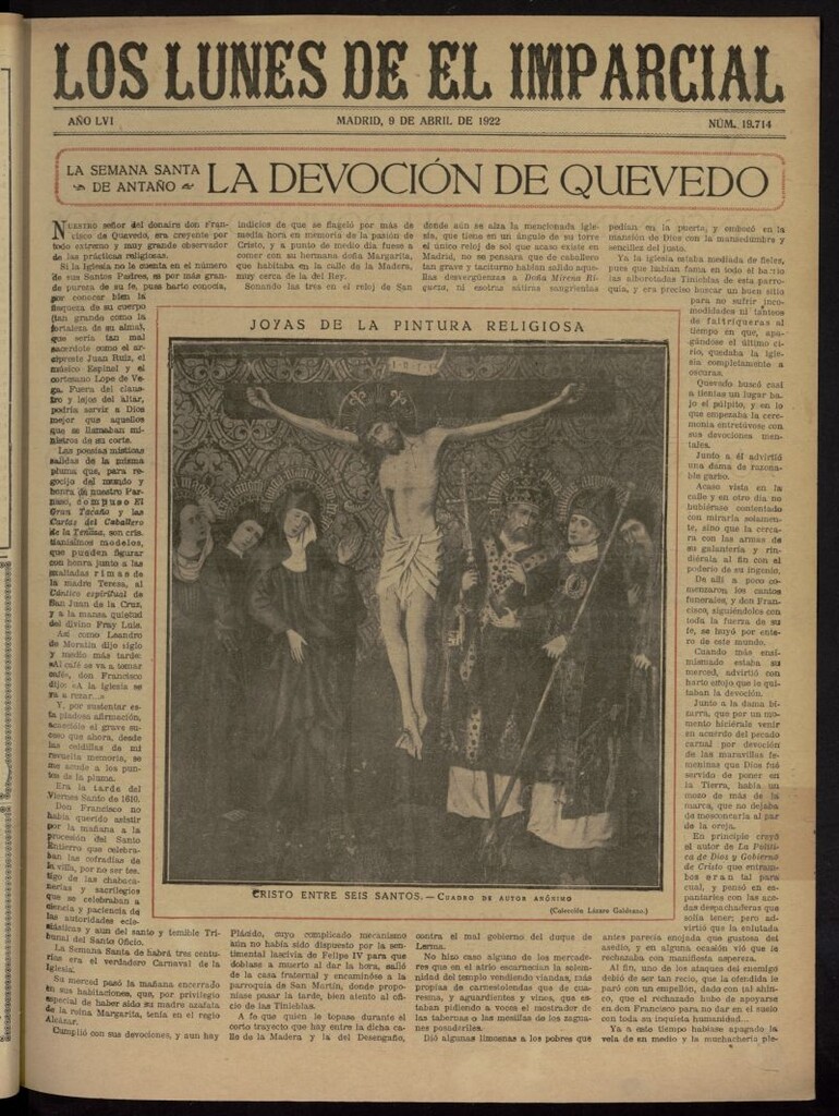 Miniatura de Los Lunes del Imparcial del 9 de abril de 1922, nº 19.714