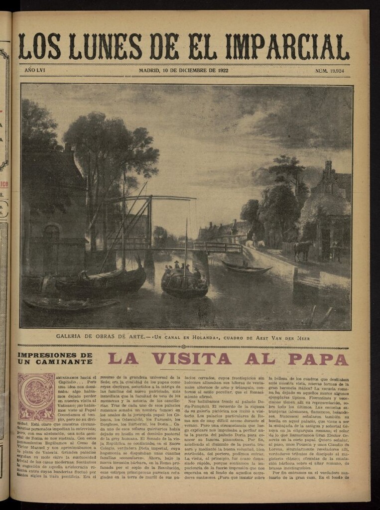 Miniatura de Los Lunes del Imparcial del 10 de diciembre de 1922, nº 19.924