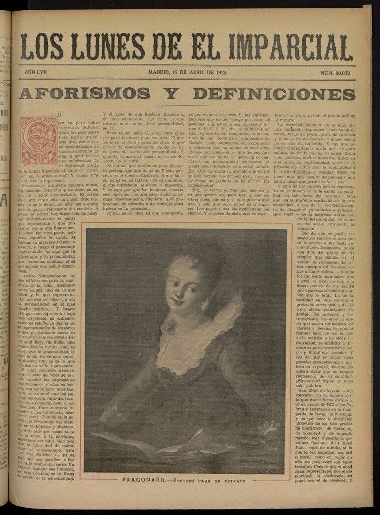 Miniatura de Los Lunes del Imparcial del 15 de abril de 1923, nº 20.032