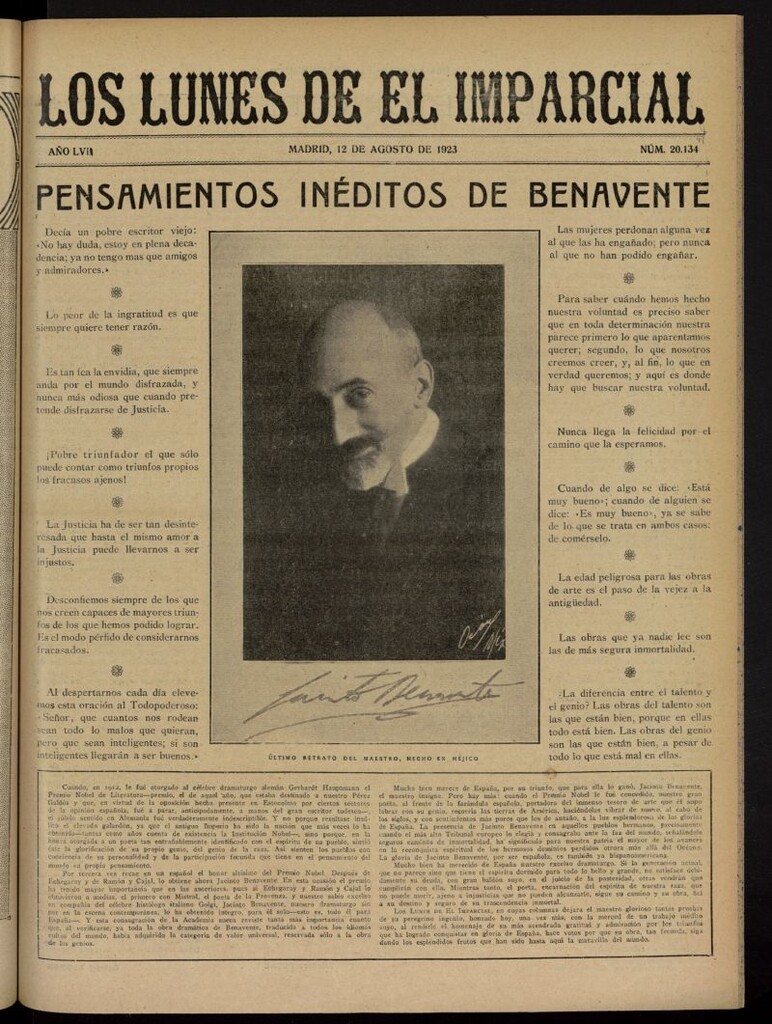 Miniatura de Los Lunes del Imparcial del 12 de agosto de 1923, nº 20.134