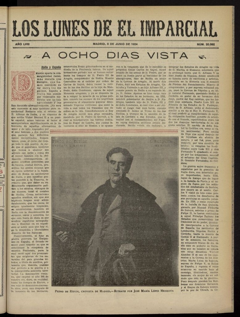 Miniatura de Los Lunes del Imparcial del 8 de junio de 1924, nº 20.392