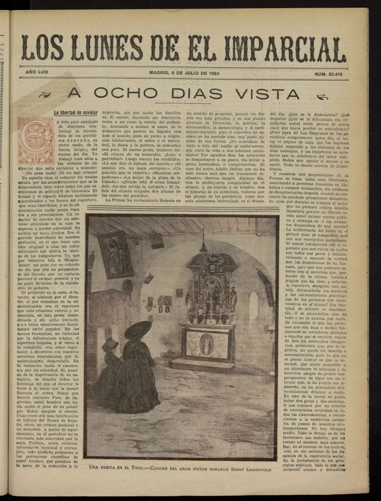 Miniatura de Los Lunes del Imparcial del 6 de julio de 1924, nº 20.416
