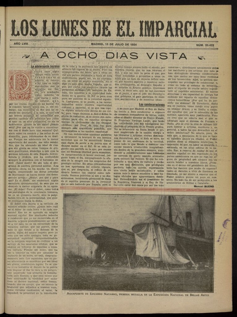 Miniatura de Los Lunes del Imparcial del 13 de julio de 1924, nº 20.422