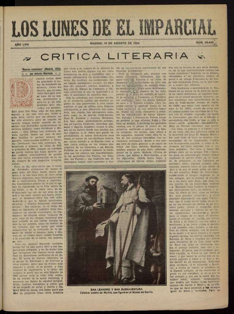 Miniatura de Los Lunes del Imparcial del 10 de agosto de 1924, nº 20.446