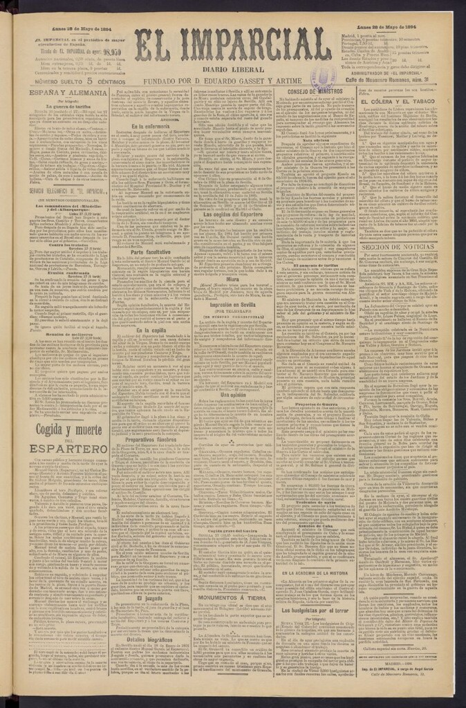 Miniatura de Los Lunes del Imparcial del 28 de mayo de 1894, nº 9712