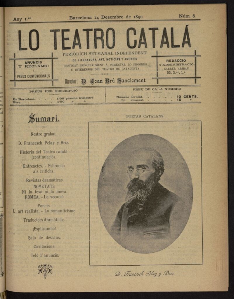 Miniatura de Lo Teatro Catalá del 14 de diciembre de 1890, nº 8