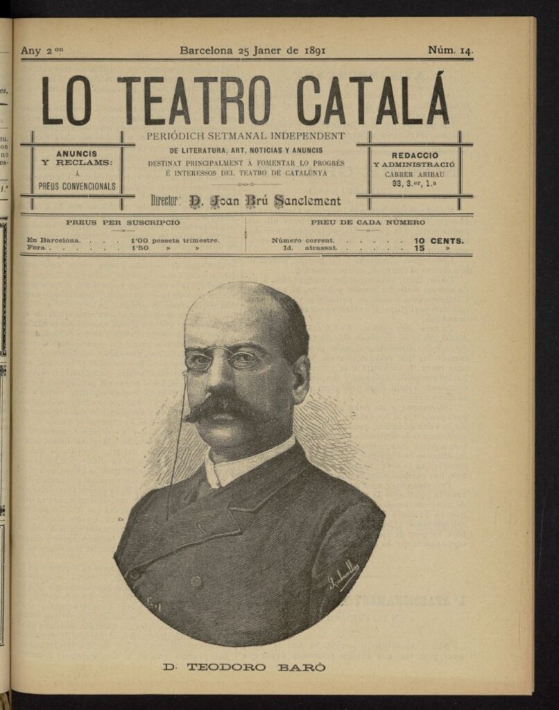 Miniatura de Lo Teatro Catalá del 25 de enero de 1891, nº 14