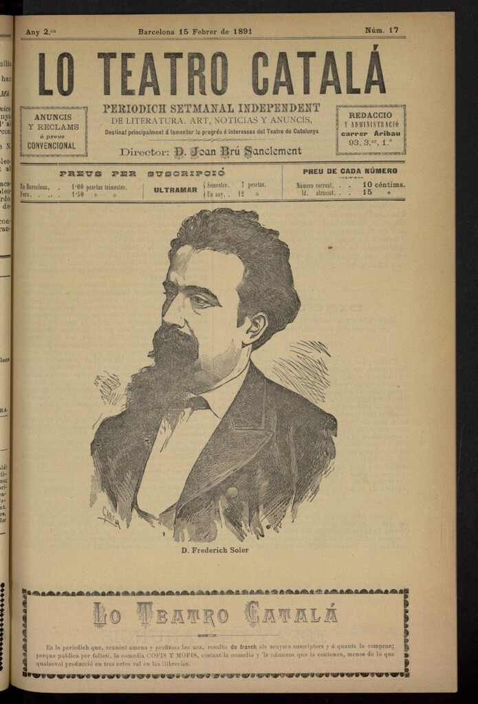 Miniatura de Lo Teatro Catalá del 15 de febrero de 1891, nº 17