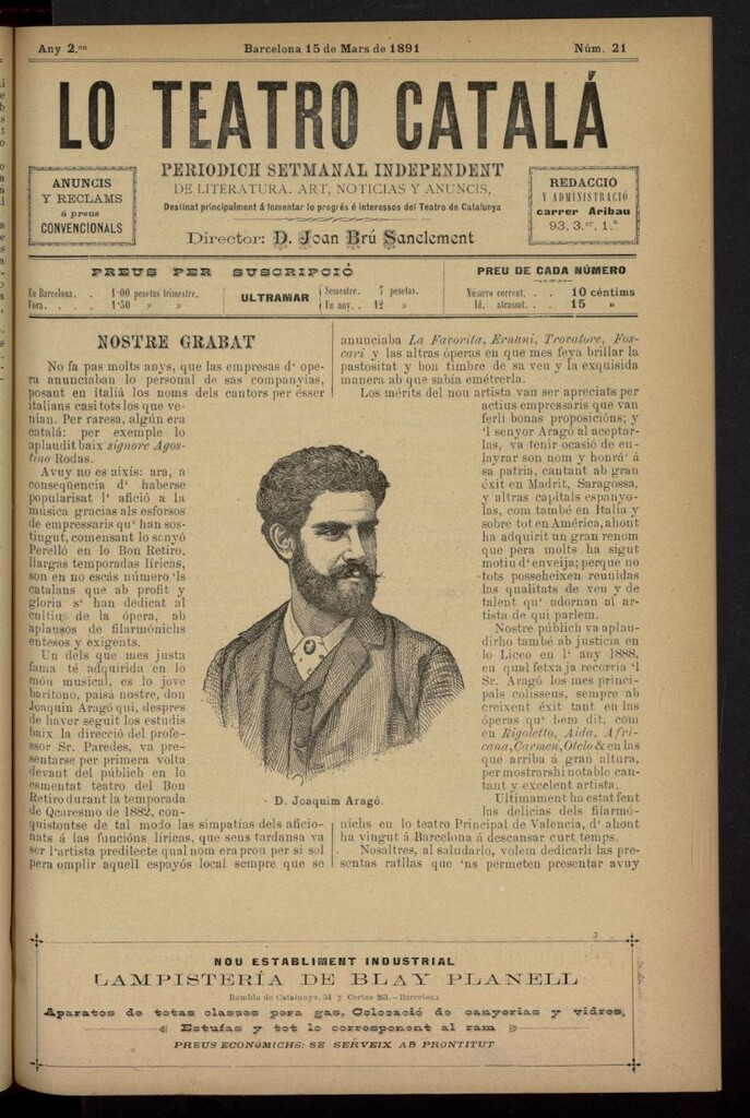 Miniatura de Lo Teatro Catalá del 15 de marzo de 1891, nº 21