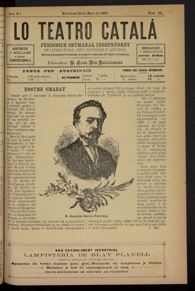 Miniatura de Lo Teatro Catalá del 22 de marzo de 1891, nº 22