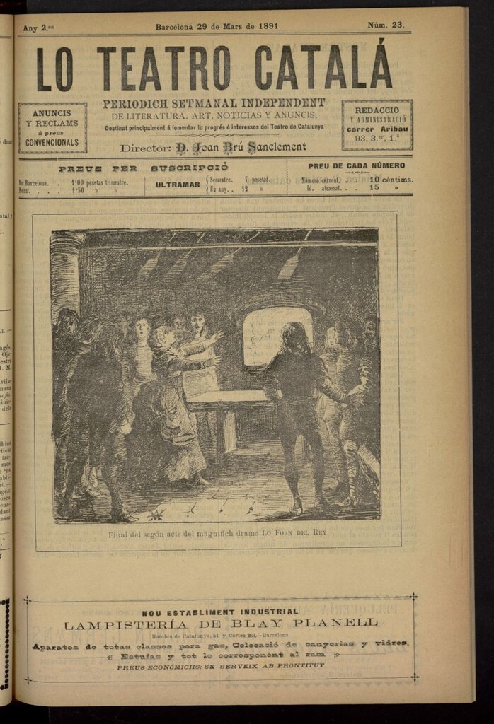 Miniatura de Lo Teatro Catalá del 29 de marzo de 1891, nº 23
