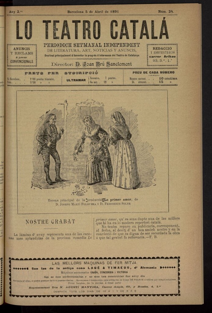 Miniatura de Lo Teatro Catalá del 5 de abril de 1891, nº 24