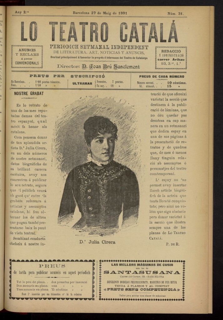 Miniatura de Lo Teatro Catalá del 27 de mayo de 1891, nº 31
