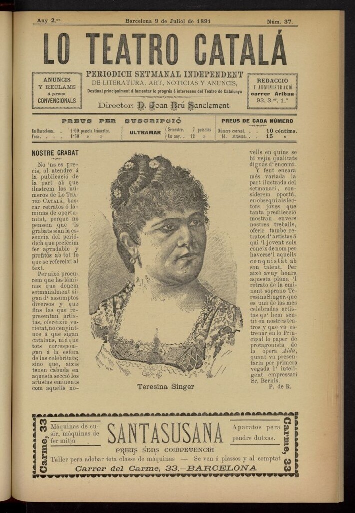 Miniatura de Lo Teatro Catalá del 9 de julio de 1891, nº 37
