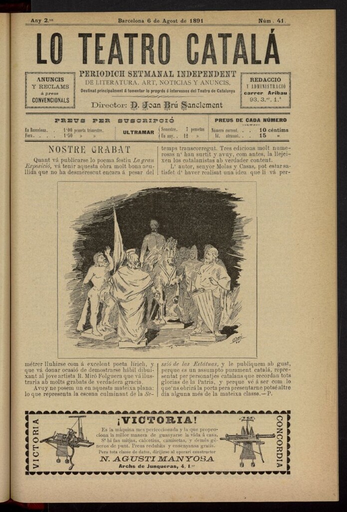 Miniatura de Lo Teatro Catalá del 6 de agosto de 1891, nº 41
