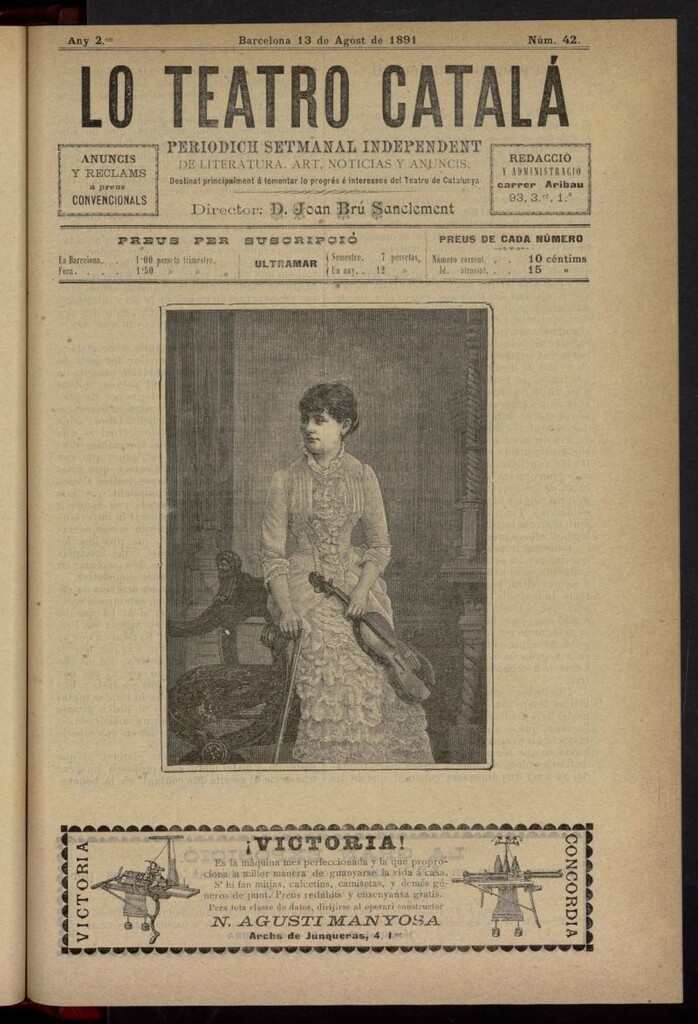 Miniatura de Lo Teatro Catalá del 13 de agosto de 1891, nº 42