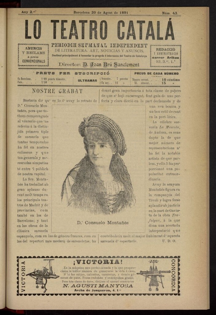 Miniatura de Lo Teatro Catalá del 20 de agosto de 1891, nº 43
