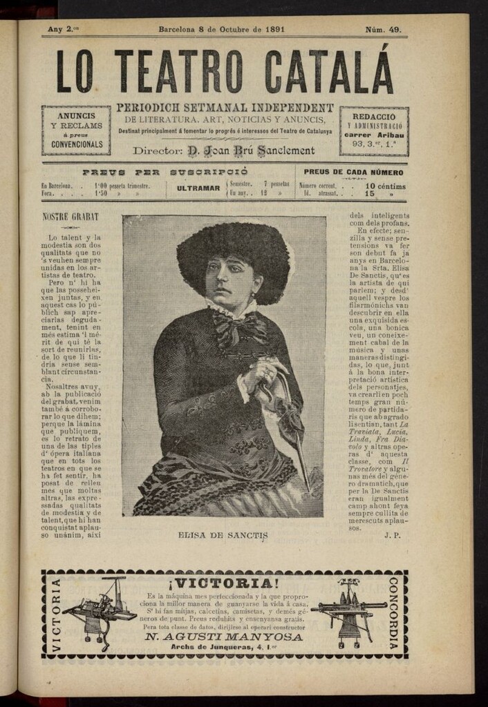 Miniatura de Lo Teatro Catalá del 8 de octubre de 1891, nº 49