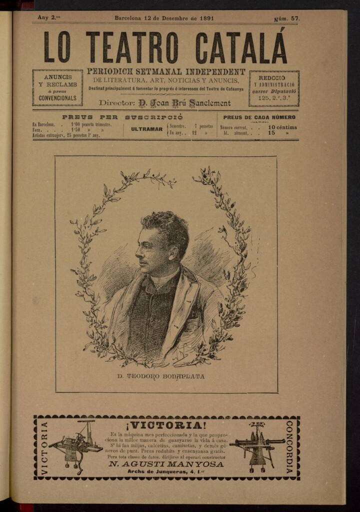 Miniatura de Lo Teatro Catalá del 12 de diciembre de 1891, nº 57