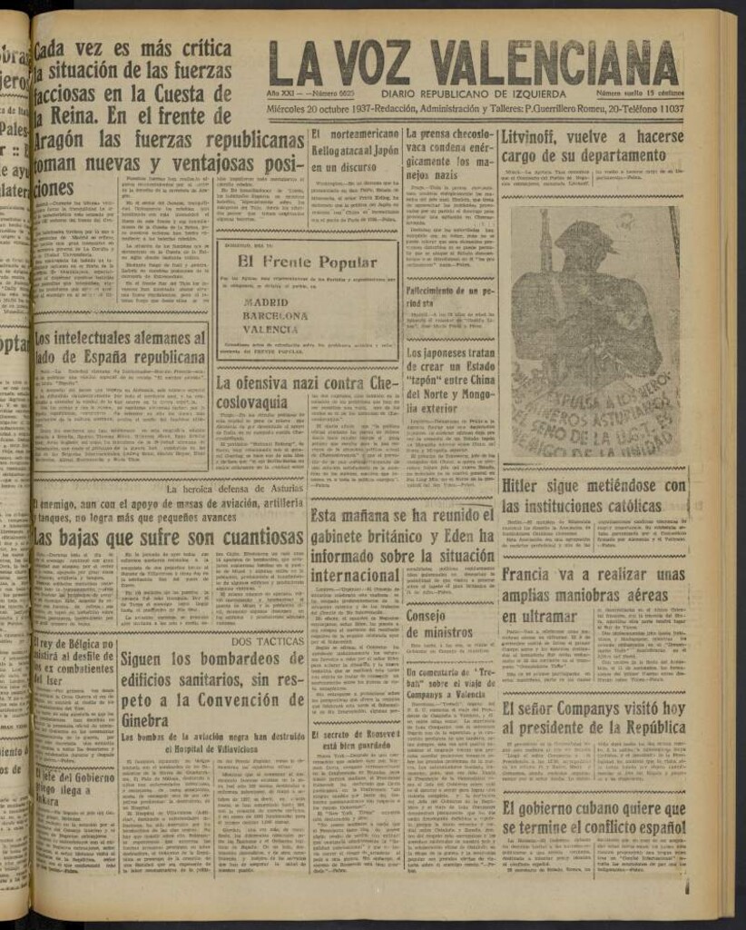 Miniatura de La Voz Valenciana del 20 de octubre de 1937