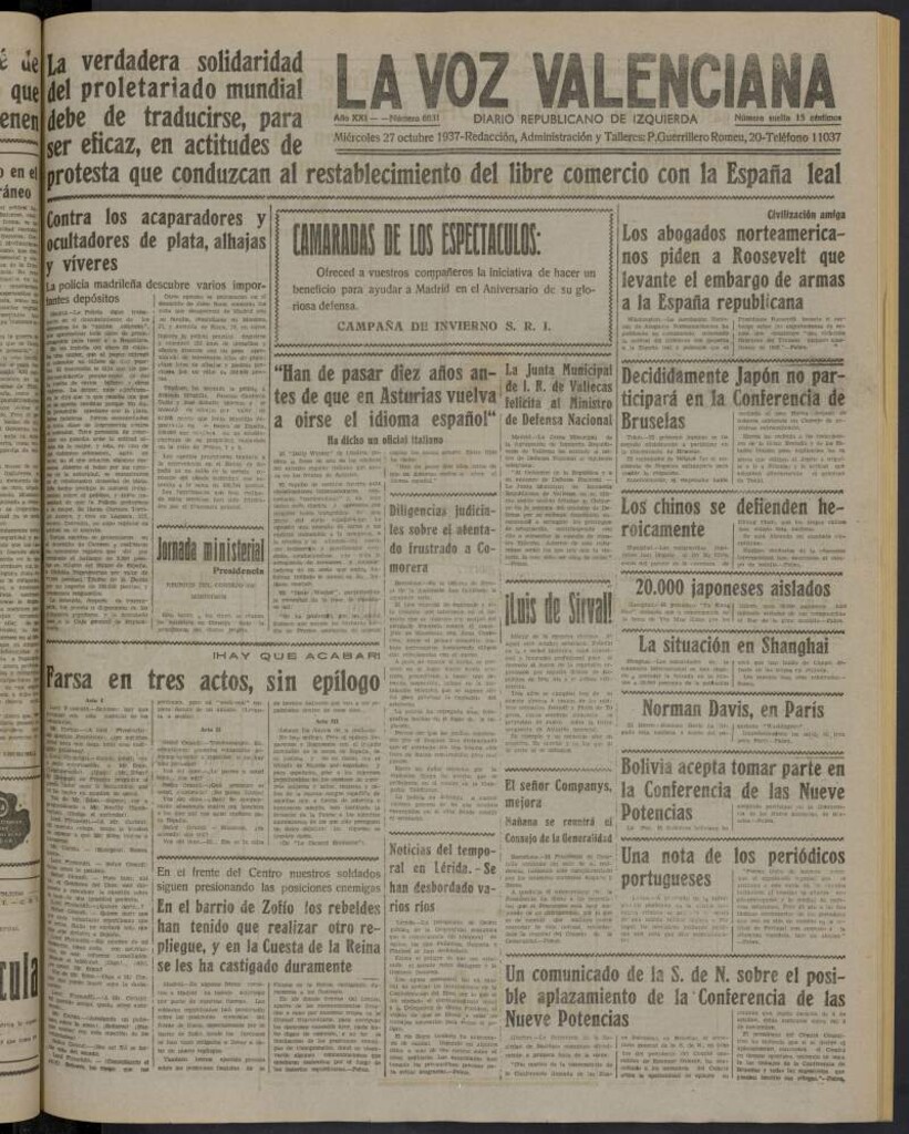Miniatura de La Voz Valenciana del 27 de octubre de 1937