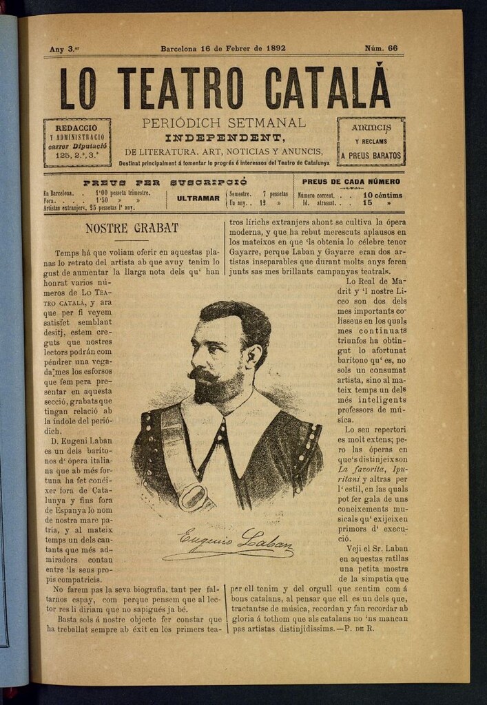 Miniatura de Lo Teatro Catalá del 16 de febrer de 1892