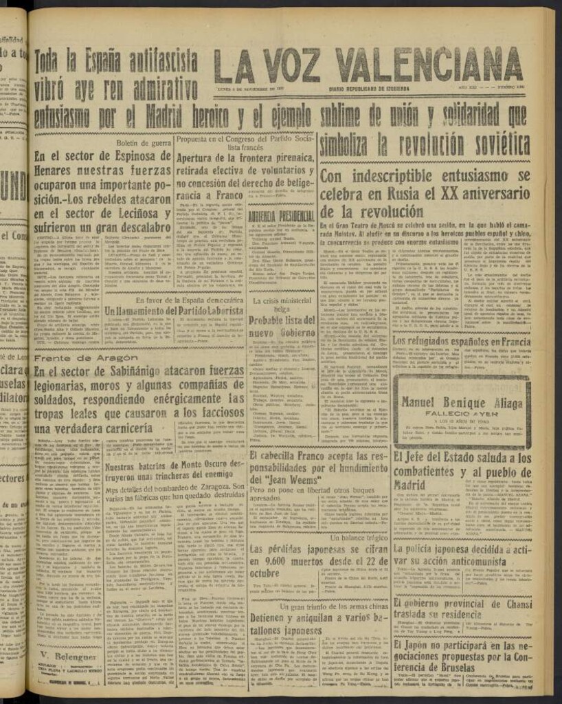 Miniatura de La Voz Valenciana del 8 de noviembre de 1937