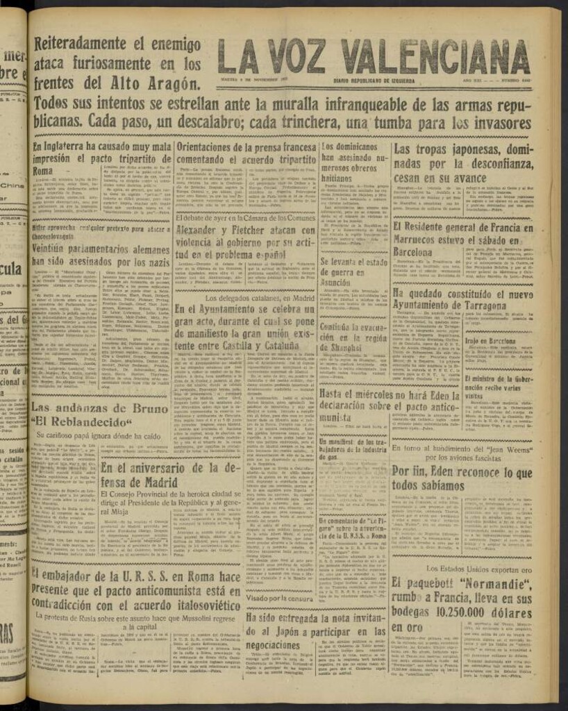 Miniatura de La Voz Valenciana del 9 de noviembre de 1937