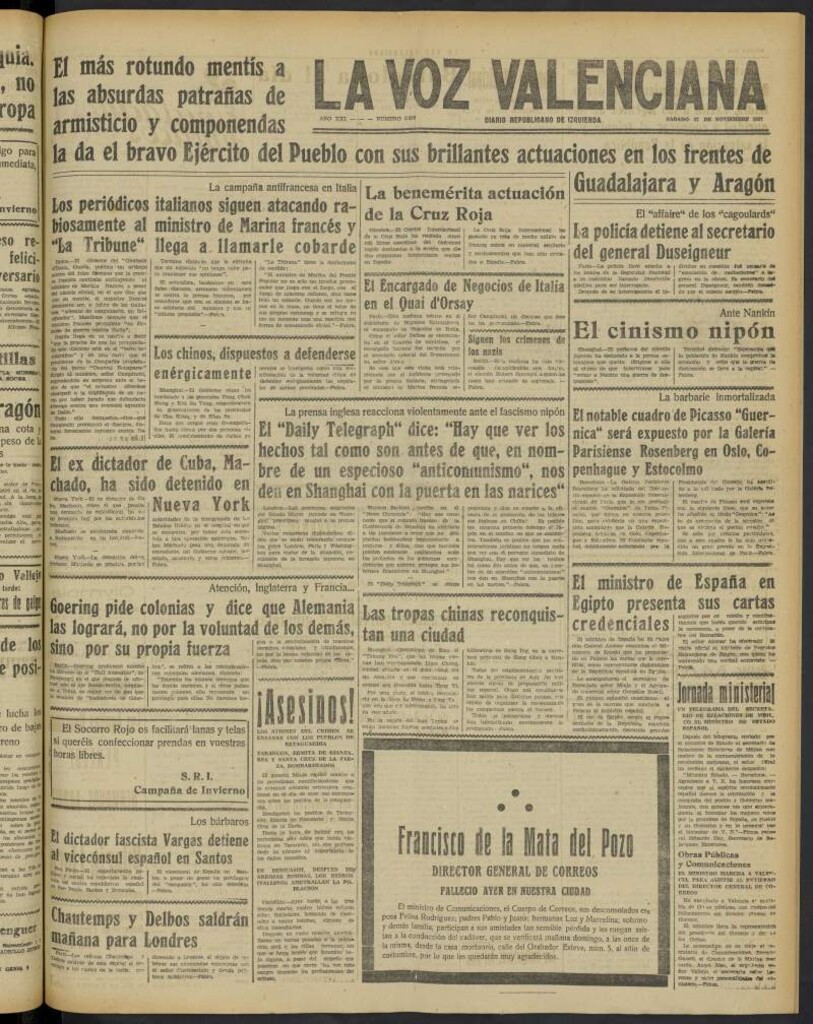 Miniatura de La Voz Valenciana del 27 de noviembre de 1937