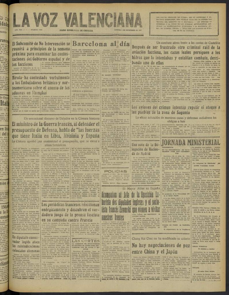 Miniatura de La Voz Valenciana del 3 de diciembre de 1937