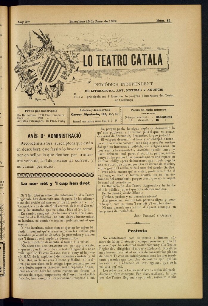 Miniatura de Lo Teatro Catalá del 16 de juny de 1892