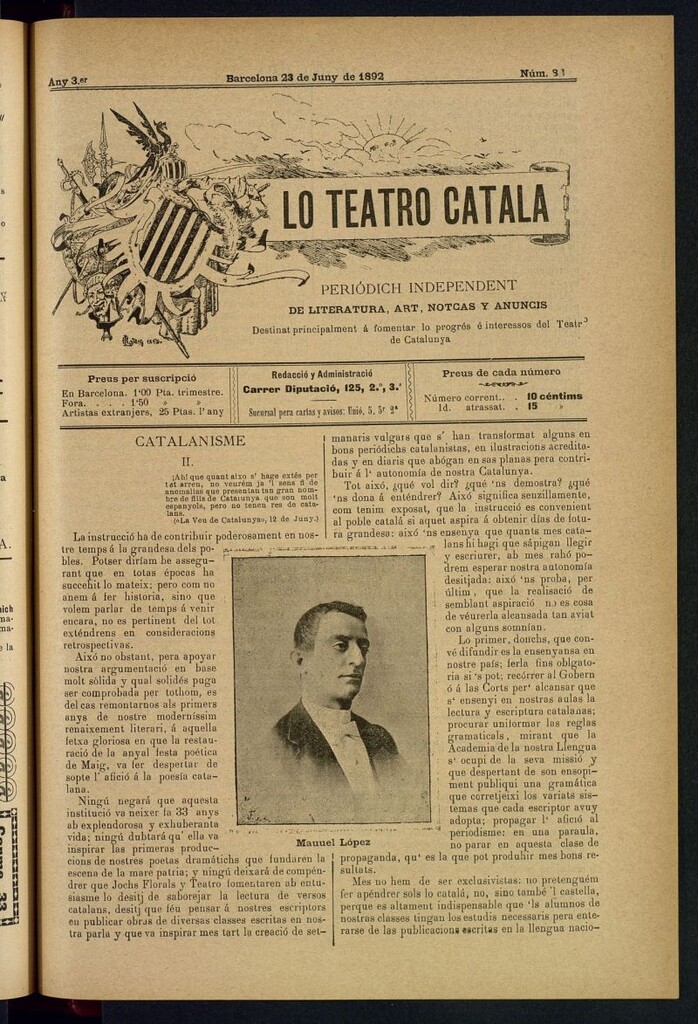 Miniatura de Lo Teatro Catalá del 23 de juny de 1892