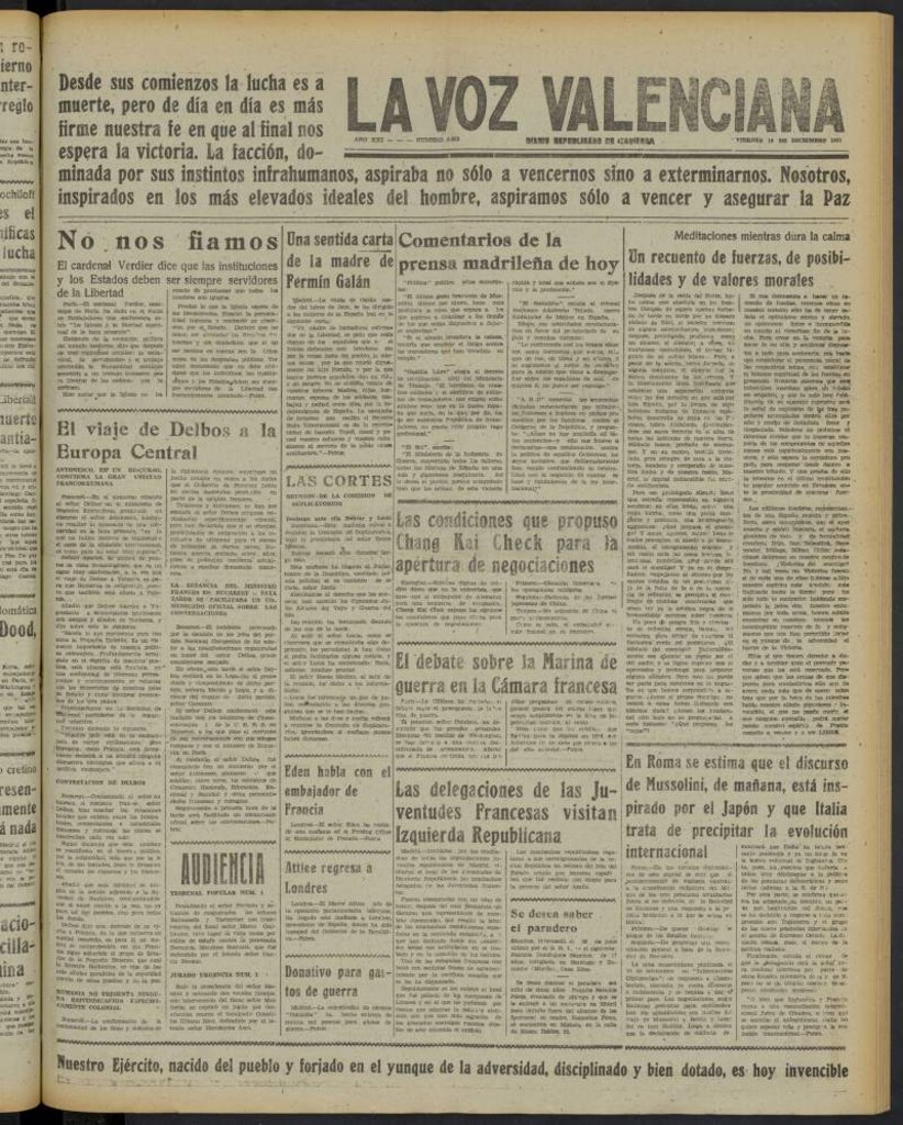 Miniatura de La Voz Valenciana del 10 de diciembre de 1937