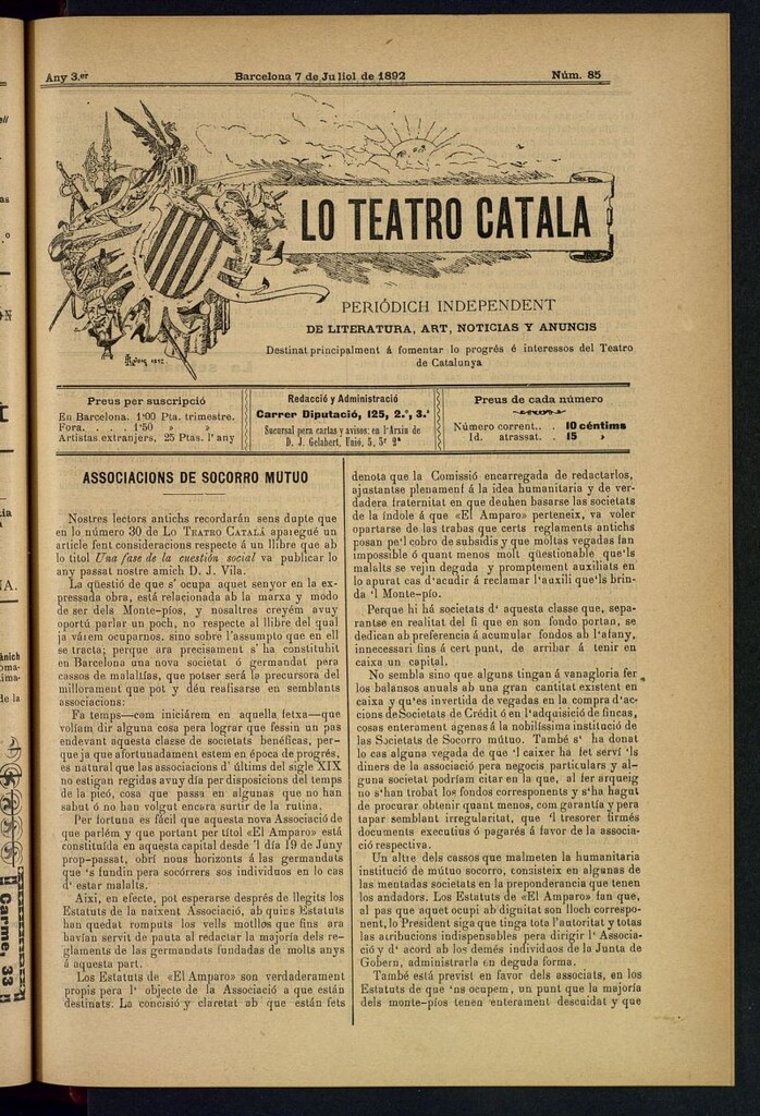 Miniatura de Lo Teatro Catalá del 7 de juliol de 1892