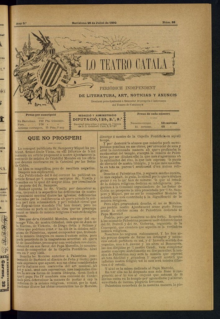 Miniatura de Lo Teatro Catalá del 28 de juliol de 1892