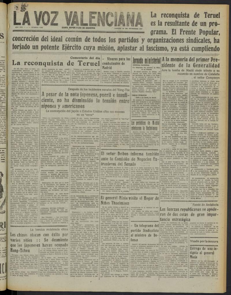 Miniatura de La Voz Valenciana del 25 de diciembre de 1937