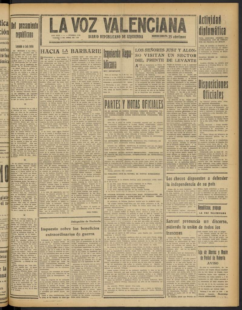 Miniatura de La Voz Valenciana del 2 de abril de 1938