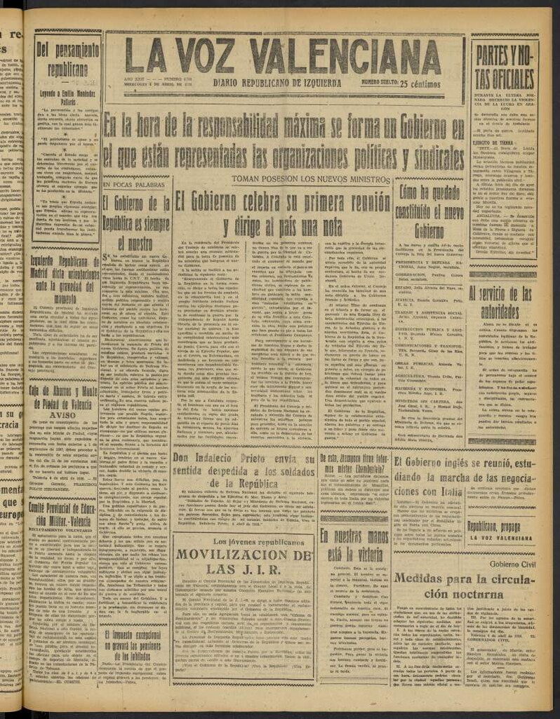 Miniatura de La Voz Valenciana del 6 de abril de 1938