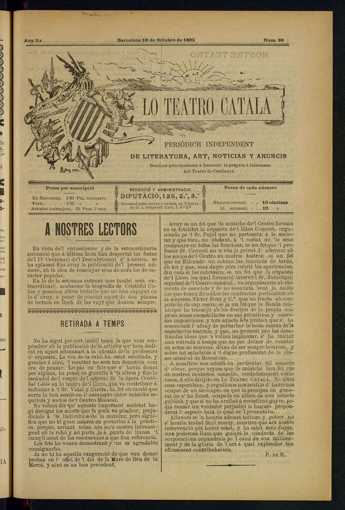Miniatura de Lo Teatro Catalá del 18 de octubre de 1892