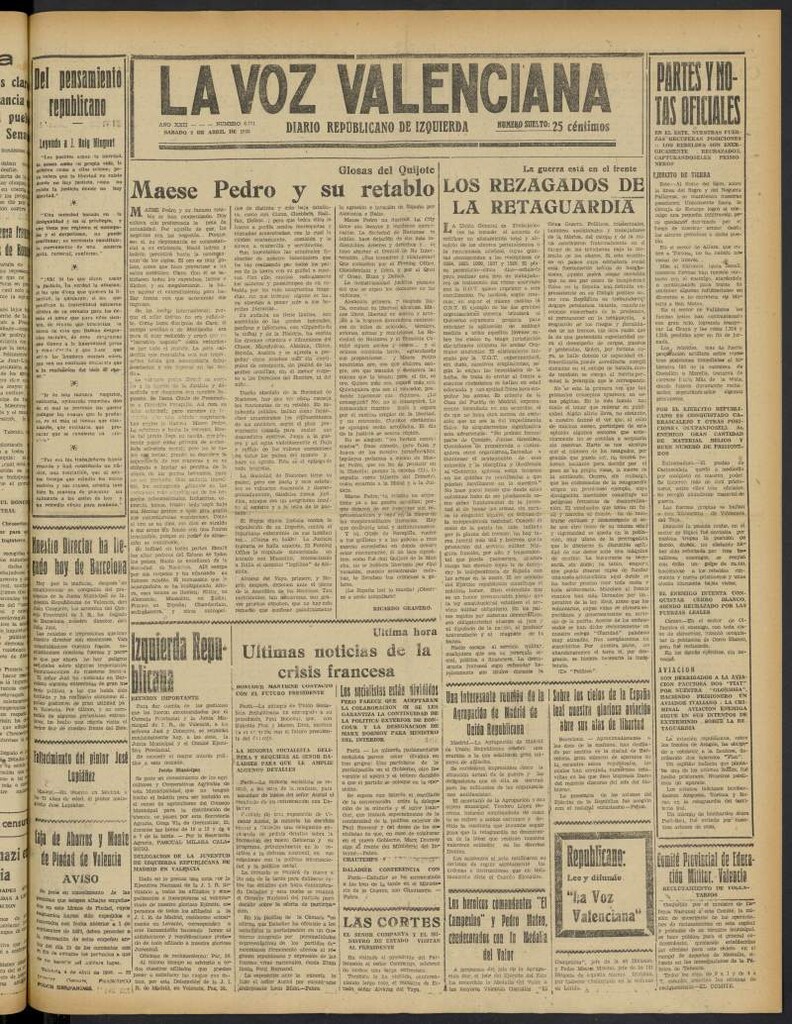 Miniatura de La Voz Valenciana del 9 de abril de 1938