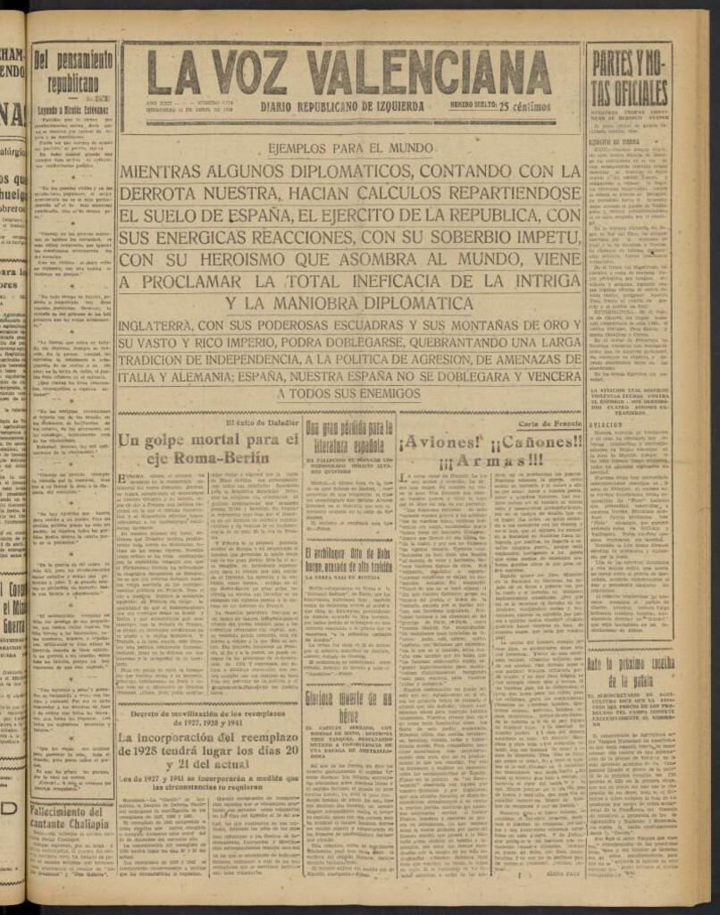 Miniatura de La Voz Valenciana del 13 de abril de 1938